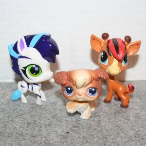 Littlest Pet Shop LPS Bobblehead * Poodle #37 & Giraffe #303 / Zebra #2856 L23